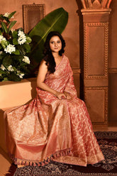 Pastel Pink Banarasi Tissue Handloom Saree